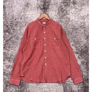 Vintage J Crew Shirt XL Mens Red Chambray Selvedge Work Shirt